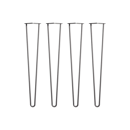 Set of 4 Industrial Retro Hairpin Table Legs 12mm Steel Bench Desk - 71cm Black Kings Warehouse