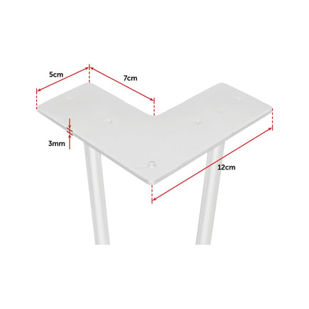 Set of 4 Industrial Retro Hairpin Table Legs 12mm Steel Bench Desk - 71cm White Kings Warehouse