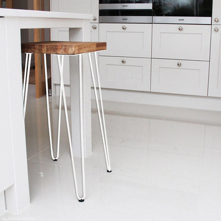 Set of 4 Industrial Retro Hairpin Table Legs 12mm Steel Bench Desk - 71cm White Kings Warehouse