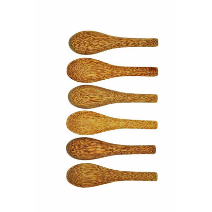 Set of 6 Dinning Coconut wooden Soup Spoons Natural New Arrivals Kings Warehouse