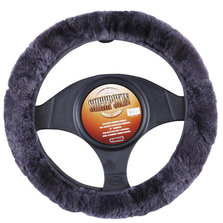 Sheepskin Steering Wheel Cover - Charcoal Kings Warehouse
