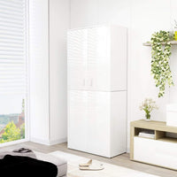 Shoe Cabinet High Gloss White 80x39x178 cm
