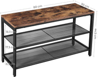 Shoe Rack with 2 Mesh Shelves, Rustic Brown and Black Storage Supplies Kings Warehouse
