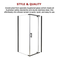 Shower Screen 1000x1000x1900mm Framed Safety Glass Pivot Door By Della Francesca Kings Warehouse