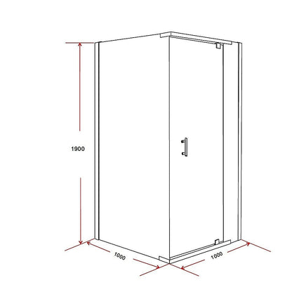 Shower Screen 1000x1000x1900mm Framed Safety Glass Pivot Door By Della Francesca Kings Warehouse
