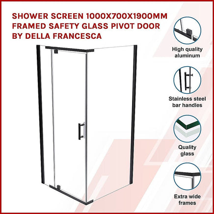 Shower Screen 1000x700x1900mm Framed Safety Glass Pivot Door By Della Francesca Kings Warehouse