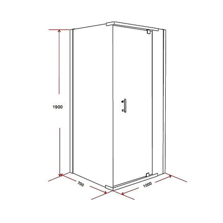 Shower Screen 1000x700x1900mm Framed Safety Glass Pivot Door By Della Francesca Kings Warehouse