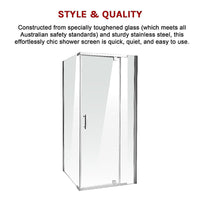 Shower Screen 1000x800x1900mm Framed Safety Glass Pivot Door By Della Francesca Kings Warehouse