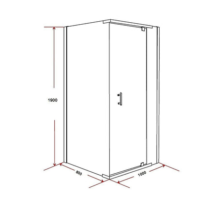 Shower Screen 1000x800x1900mm Framed Safety Glass Pivot Door By Della Francesca Kings Warehouse