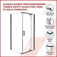 Shower Screen 1200x1000x1900mm Framed Safety Glass Pivot Door By Della Francesca Kings Warehouse 