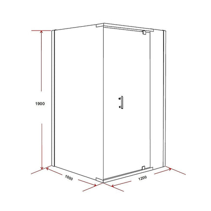 Shower Screen 1200x1000x1900mm Framed Safety Glass Pivot Door By Della Francesca Kings Warehouse