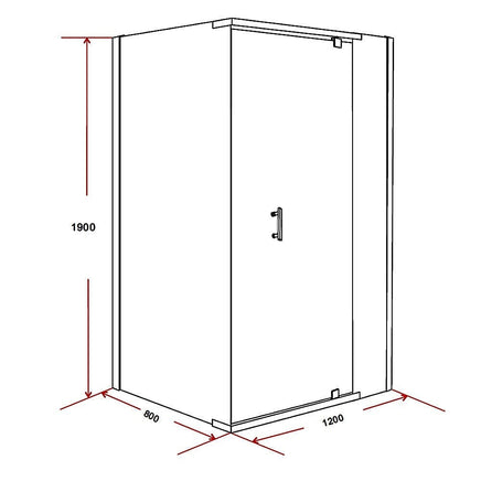 Shower Screen 1200x800x1900mm Framed Safety Glass Pivot Door By Della Francesca Kings Warehouse