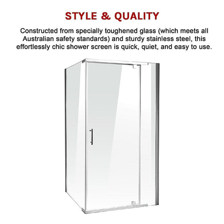 Shower Screen 1200x800x1900mm Framed Safety Glass Pivot Door By Della Francesca Kings Warehouse