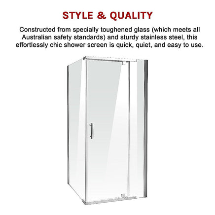 Shower Screen 900x800x1900mm Framed Safety Glass Pivot Door By Della Francesca Kings Warehouse