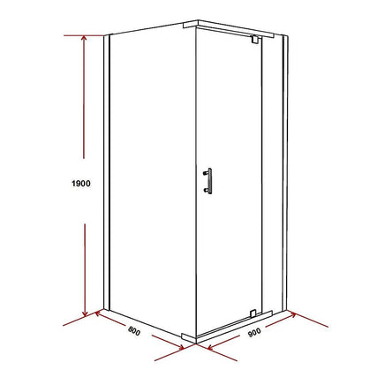 Shower Screen 900x800x1900mm Framed Safety Glass Pivot Door By Della Francesca Kings Warehouse