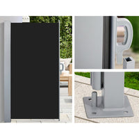 Side Awning Sun Shade Outdoor Retractable Privacy Screen 2X3M Black Kings Warehouse