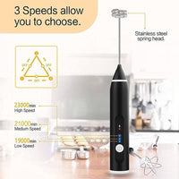 Silver Rechargeable Electric Milk Frother Handheld (3 Speeds) Appliances Supplies Kings Warehouse