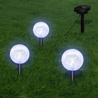 Solar Bowl 3 LED Garden Lights with Spike Anchors & Solar Panel Kings Warehouse 