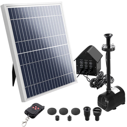 Solar Pond Pump with Battery Powered Submersible Kit LED Light & Remote 8.8 FT Afterpay Day Sale Kings Warehouse