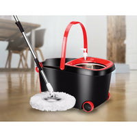 Spin Rotating Mop and Bucket Set with Wheels and 4 Microfibre Mop Heads Appliances Supplies Kings Warehouse 