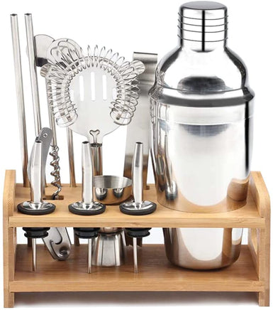 Steel Shaker Cocktail Bar Set Kit with 13 Pieces Bar Utensils Appliances Supplies Kings Warehouse