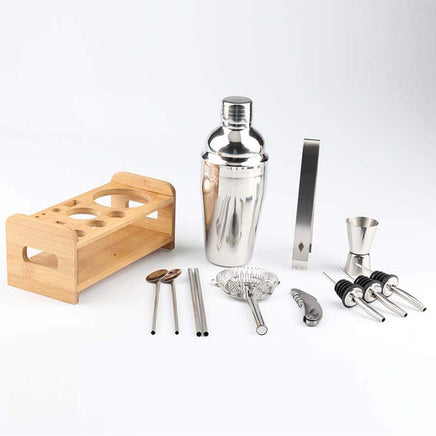 Steel Shaker Cocktail Bar Set Kit with 13 Pieces Bar Utensils Appliances Supplies Kings Warehouse