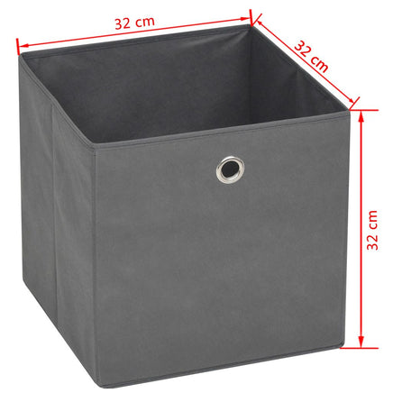 Storage Boxes 10 pcs Non-woven Fabric 32x32x32 cm Grey Kings Warehouse
