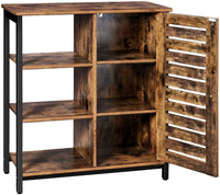 Storage Cabinet with 3 Shelves and a Cabinet with Door, Rustic Brown and Black Kings Warehouse 