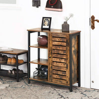 Storage Cabinet with 3 Shelves and a Cabinet with Door, Rustic Brown and Black Kings Warehouse 
