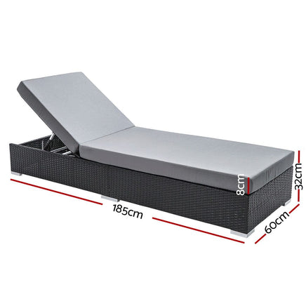 Sun Lounge Outdoor Furniture Day Bed Wicker Rattan Garden Sofa KingsWarehouse