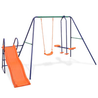 Swing Set with Slide and 3 Seats Orange Kings Warehouse 