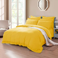 Tailored 1000TC Ultra Soft King Single Size Yellow Duvet Doona Quilt Cover Set Kings Warehouse