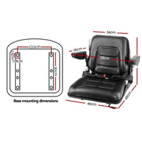Tractor Seat with Armrest Forklift Excavator Bulldozer Universal Suspension Backrest Truck Chair black Auto Accessories > Auto Accessories Others Kings Warehouse