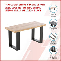 Trapezoid-Shaped Table Bench Desk Legs Retro Industrial Design Fully Welded - Black Kings Warehouse 
