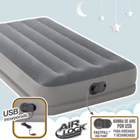 Twin Dura-Beam Prestige Air Bed Built-In USB Electric Pump for Easy Inflation and Deflation Kings Warehouse