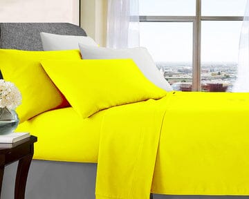 ultra soft microfibre sheet set mega king yellow Kings Warehouse