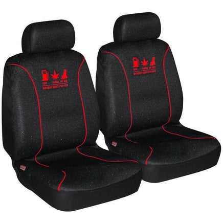 Universal 60/25 Airbag Front Seat Cover Nobody Rides For Free - Red Kings Warehouse