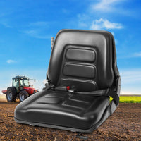 Universal Forklift Seat Tractor Excavator Truck Bobcat Leather Backrest Kings Warehouse