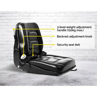 Universal Forklift Seat Tractor Excavator Truck Bobcat Leather Backrest Kings Warehouse