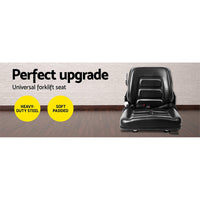 Universal Forklift Seat Tractor Excavator Truck Bobcat Leather Backrest Kings Warehouse