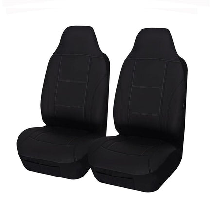 Universal Lavish Front Seat Covers Size 60/25 | Black/White Stitching Kings Warehouse