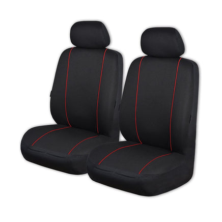 Universal Pinnacle Front Seat Covers Size 30/35 | Black/Red Piping Kings Warehouse