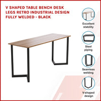 V Shaped Table Bench Desk Legs Retro Industrial Design Fully Welded - Black Kings Warehouse 