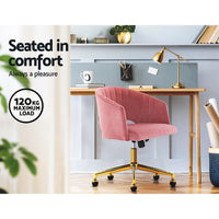 Velvet Office Chair Executive Computer Chair Adjustable Armchair Work Study Pink Office Supplies Kings Warehouse 