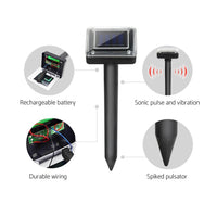 Vermitrap Set of 4 Ultrasonic Solar Powered Snake Repellent Garden Tools Kings Warehouse