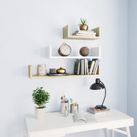 Wall Display Shelf 3 pcs White and Sonoma Oak