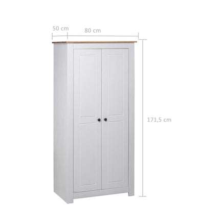Wardrobe White 80x50x171.5 cm Solid Pine Panama Range Kings Warehouse