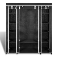 Wardrobe with Compartments and Rods 45x150x176 cm Black Fabric Kings Warehouse 