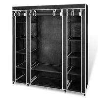 Wardrobe with Compartments and Rods 45x150x176 cm Black Fabric Kings Warehouse 