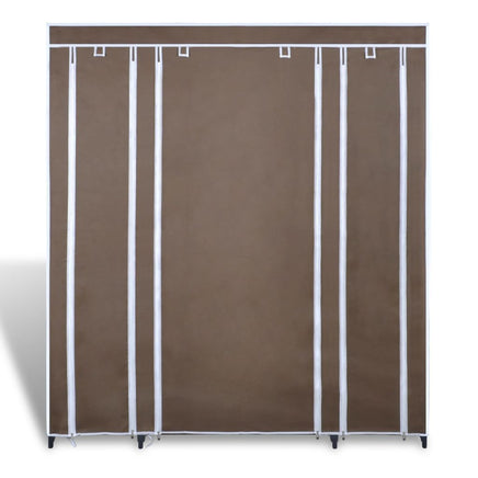 Wardrobe with Compartments and Rods 45x150x176 cm Brown Fabric Kings Warehouse